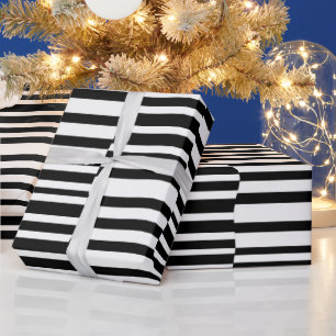 Funky Stripes in Black and White Wrapping Paper