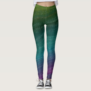 Funky Stripes with painted design - green purple Leggings