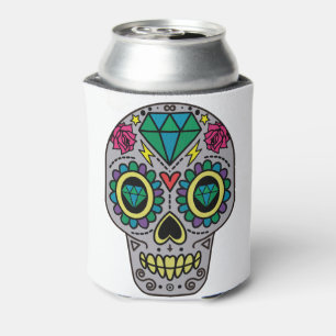 Funky Sugar Skull Design Boho Love Can Cooler