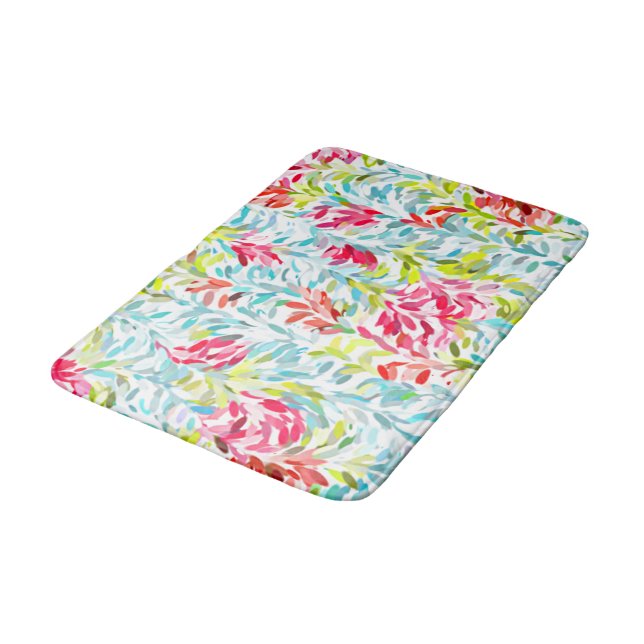 Funky Summer Colours Paint Splatter Art Pattern Bath Mat (Angled)
