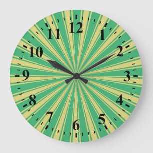 Funky Sun Rays Retro Stripes #5 Large Clock
