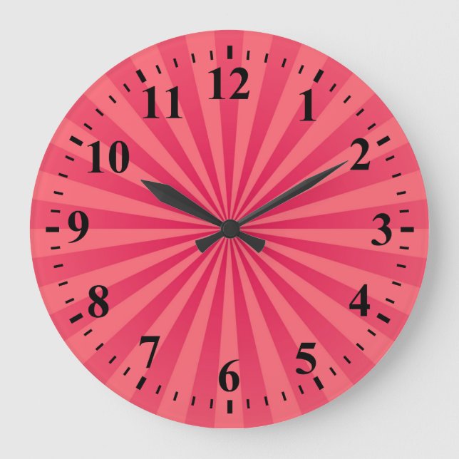 Funky Sun Rays Retro Stripes #9 Large Clock (Front)