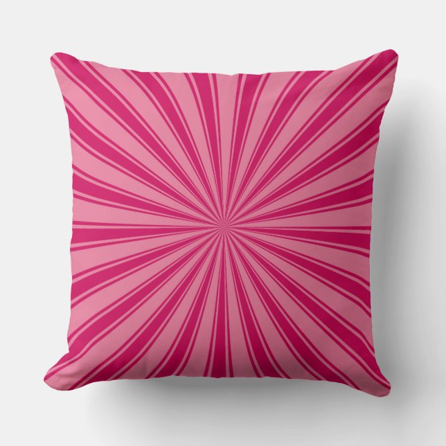 Funky Sun Rays Retro Stripes Throw Pillow (Front)