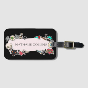 Funky tattoo style stickers     luggage tag