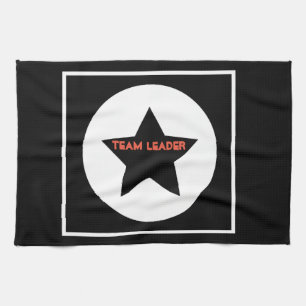 Funky Team Leader Star Black and White Kitchen Towel