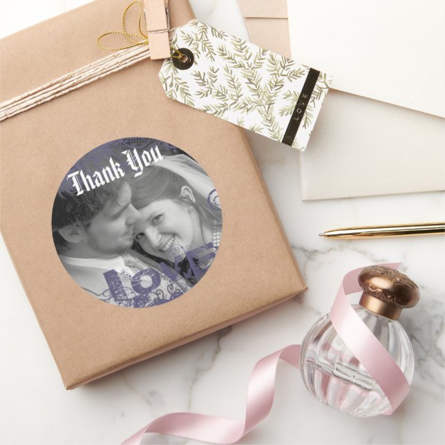 Funky Thank You Wedding Stickers with your photo (Gifting)