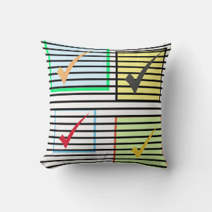Funky Tick Mark Sign Blocks Lines Cushion