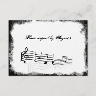 Funky Torn Paper Black Music rsvp with envelopes