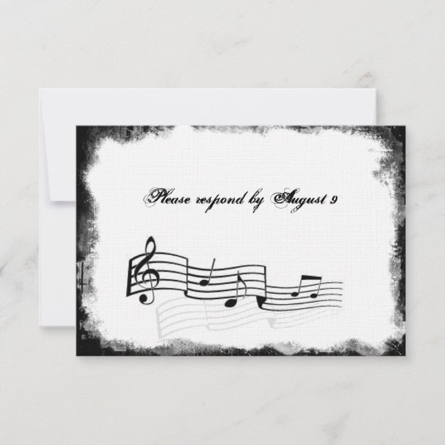 Funky Torn Paper Black Music rsvp with envelopes (Front)