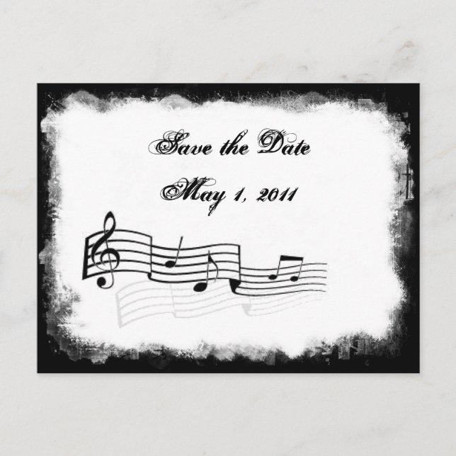 Funky Torn Paper Music Save the Date Announcement Postcard (Front)