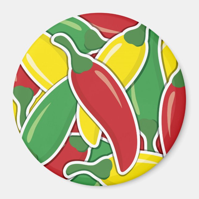 Funky traffic light chilli peppers magnet (Front)