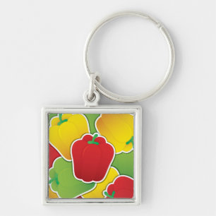 Funky traffic light peppers keychain