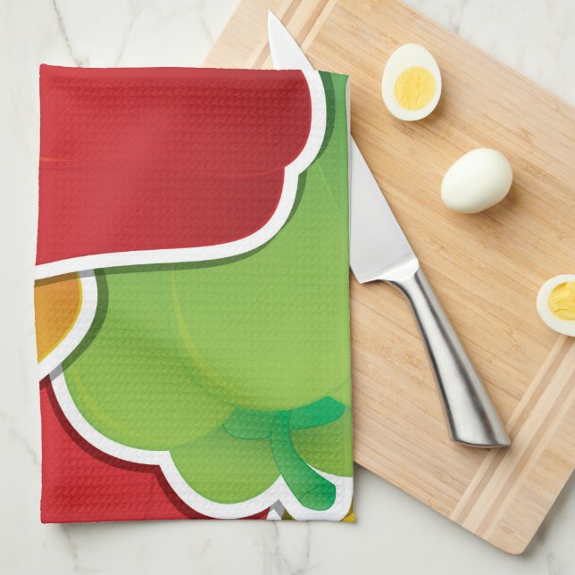 Funky traffic light peppers kitchen towel (Quarter Fold)