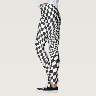 Funky Trendy Black and White Chequerboard Leggings