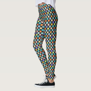 Funky Trendy Cute Polka Dots Variegated Rainbow Leggings