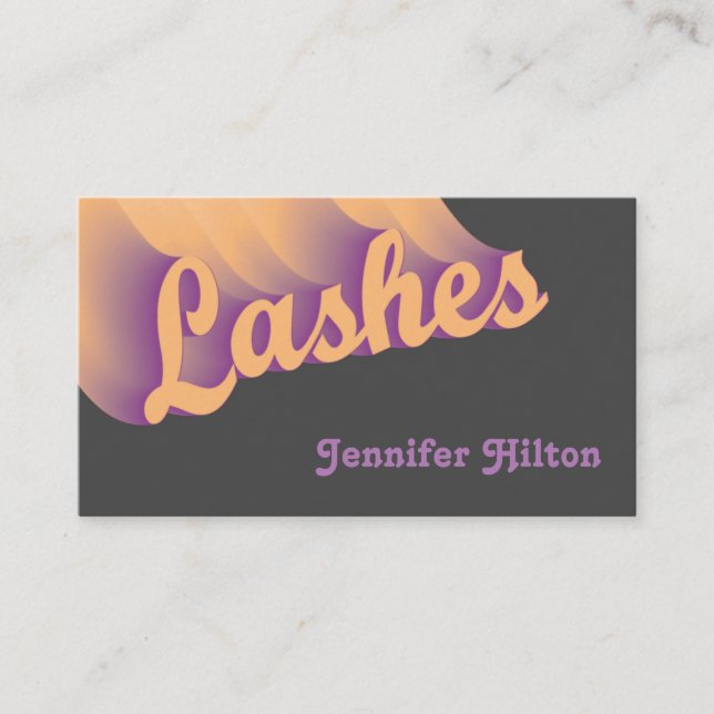 Funky trendy retro colourful lashes logo after car business card (Front)
