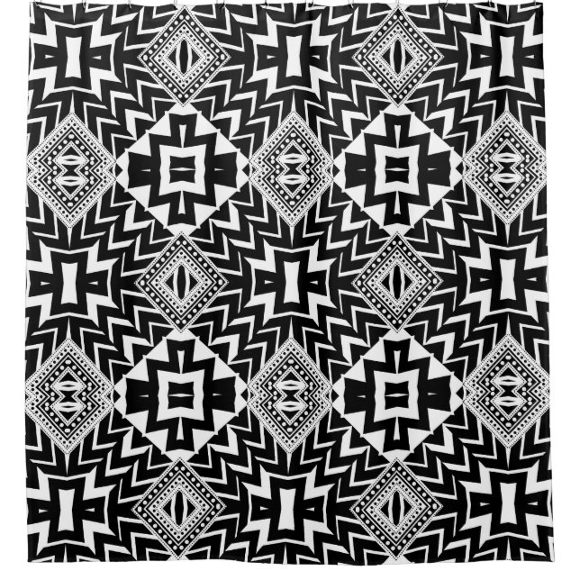 Funky Tribal Chevron Pattern Shower Curtain (Front)