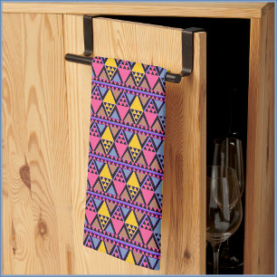 Funky Tribal Colourful Pink and Yellow Kitchen Towel