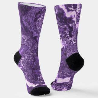 Funky Trippy Boho Hippie Monochrome Purple Marble Socks
