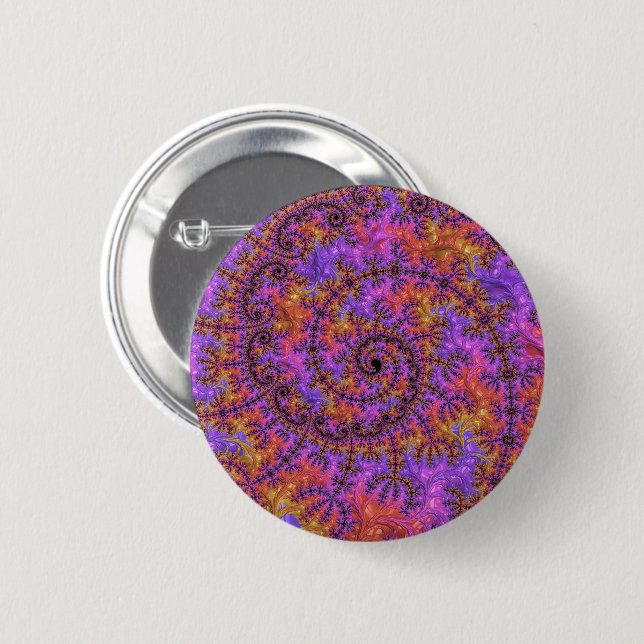 Funky Trippy Colourful Vibrant Spiralling Fractal 2 Inch Round Button (Front & Back)