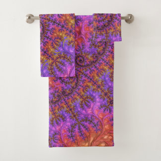 Funky Trippy Colourful Vibrant Spiralling Fractal Bath Towel Set