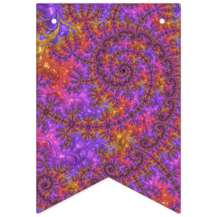 Funky Trippy Colourful Vibrant Spiralling Fractal Bunting Flags