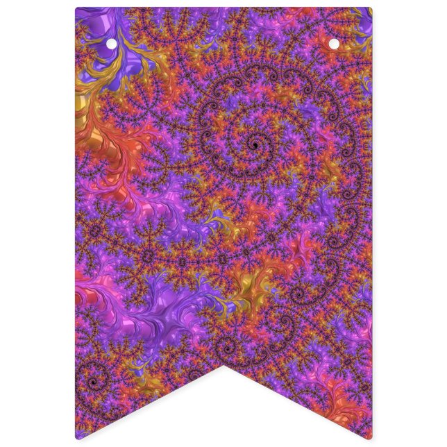 Funky Trippy Colourful Vibrant Spiralling Fractal Bunting Flags (First Flag)