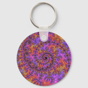 Funky Trippy Colourful Vibrant Spiralling Fractal Keychain