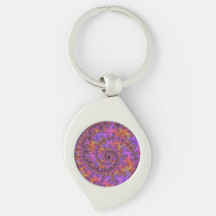 Funky Trippy Colourful Vibrant Spiralling Fractal Keychain