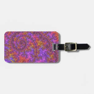 Funky Trippy Colourful Vibrant Spiralling Fractal Luggage Tag