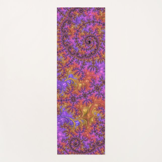 Funky Trippy Colourful Vibrant Spiralling Fractal Yoga Mat (Front)