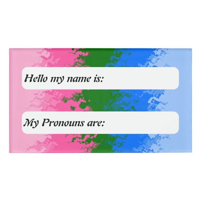 Funky Trippy Customizable Omniromantic Pride Flag Name Tag (Front)