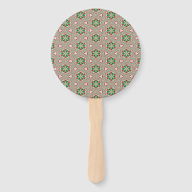 Funky Trippy Eclectic Boho Christmas Kaleidoscope  Hand Fan (Front)