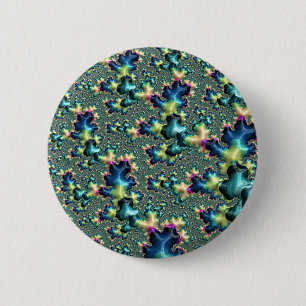 Funky Trippy Eclectic Boho Hippie Abstract Fractal 2 Inch Round Button