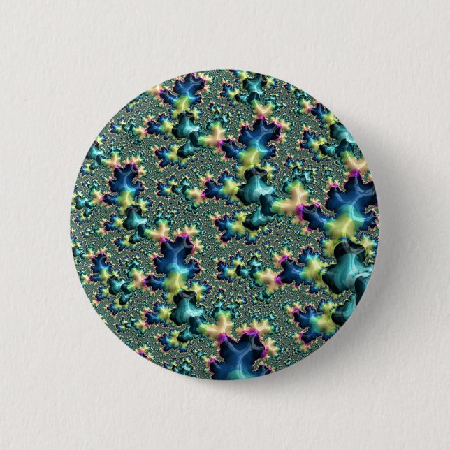 Funky Trippy Eclectic Boho Hippie Abstract Fractal 2 Inch Round Button (Front)
