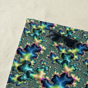 Funky Trippy Eclectic Boho Hippie Abstract Fractal Beach Towel
