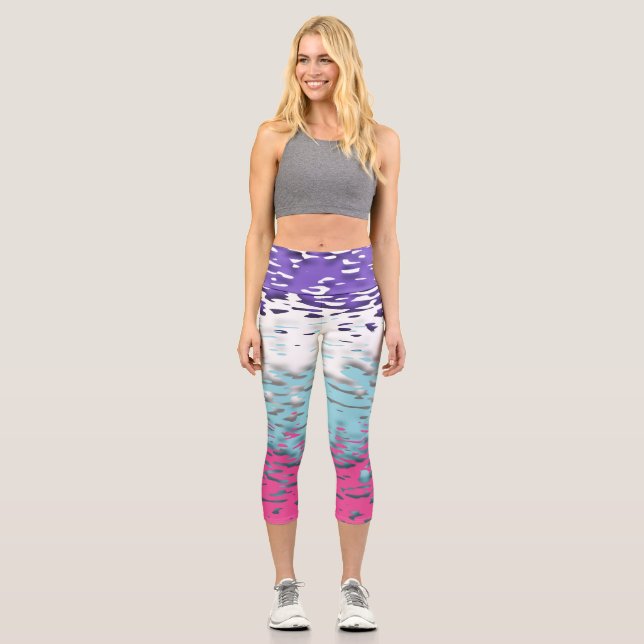 Funky Trippy Ripply Groovy Multisexual Pride Flag Capri Leggings (Front)