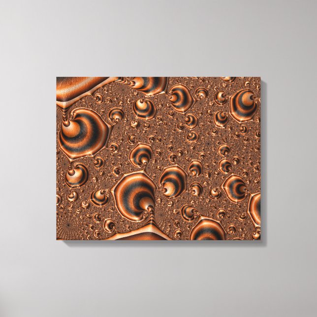 Funky Trippy Spiralling Orange Black Fractal Art Canvas Print (Front)