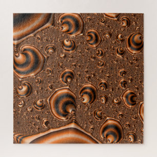 Funky Trippy Spiralling Orange Black Fractal Art Jigsaw Puzzle
