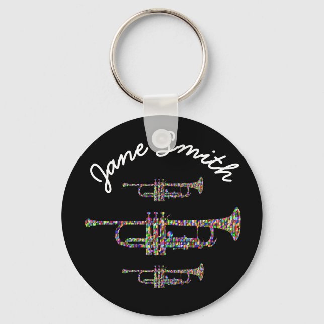 Funky trumpet musical instrument keychain (Front)