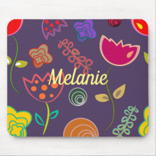 Funky Tulip Purple Pattern Personalised Mouse Pad