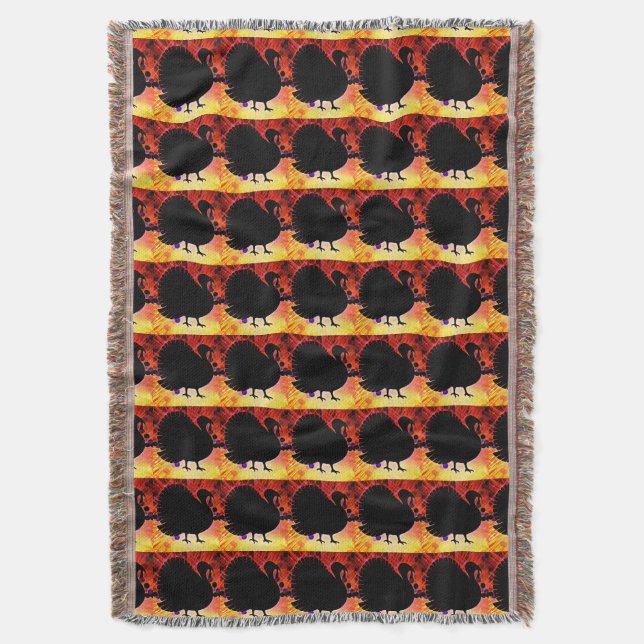 Funky Turkey Throw Blanket (Front Vertical)