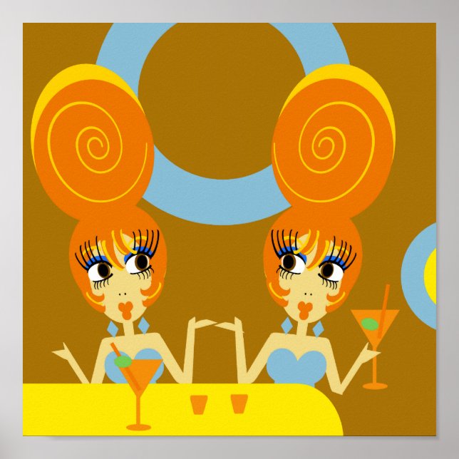 Funky Twins Pop Art Poster (Front)