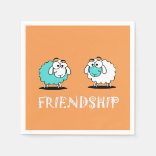 Funky Two Sheep Friendship Paper Napkin