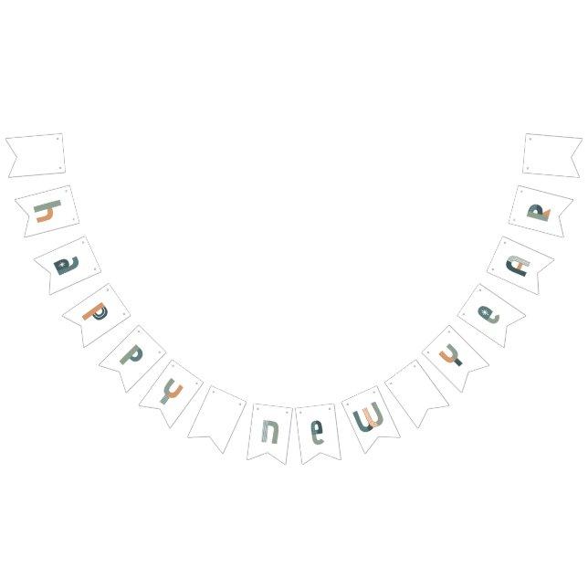 Funky Typography Happy New Year design Bunting Flags (All)