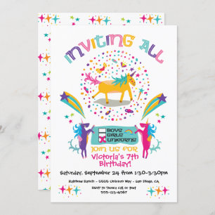 Funky Unicorn Birthday Party invitations