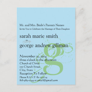 Funky UpBeat Modern Monogram  Wedding Invitation