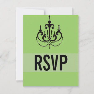 Funky Vegas Style Wedding RSVP Cards, Green Card