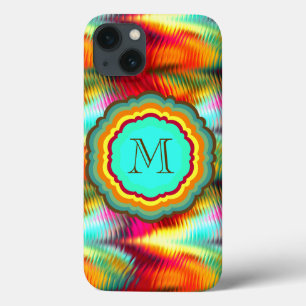 Funky, Vibrant Rainbow Monogram iPhone 13 Case