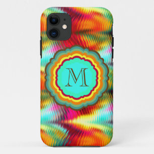 Funky, Vibrant Rainbow Monogram iPhone 11 Case